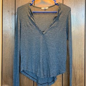 Notched grey long sleeve